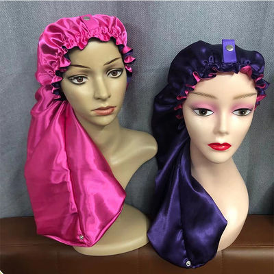 Hot Pink Purple Satin Sleep Turban For Curly Hair 33 Inches